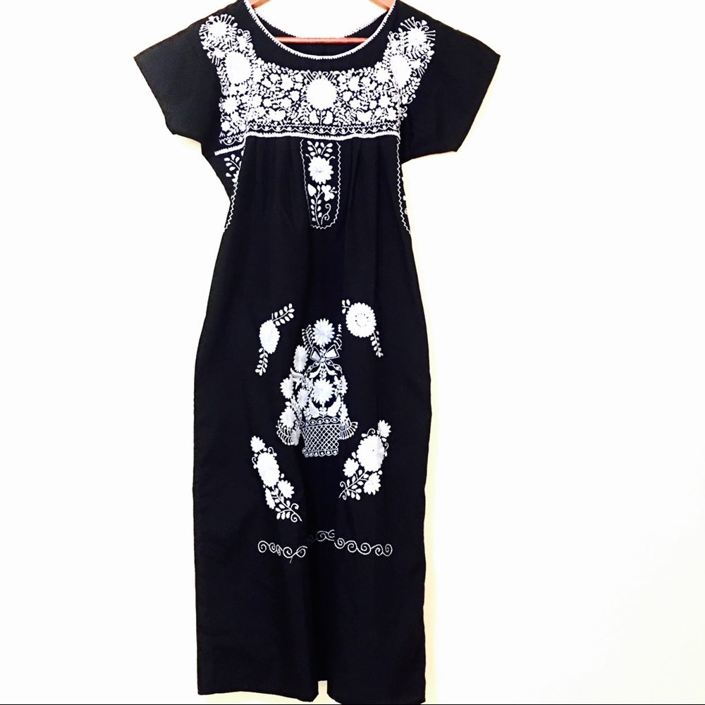 Embroidered Mexican Dress Bohemian Maxi Boho Tunic